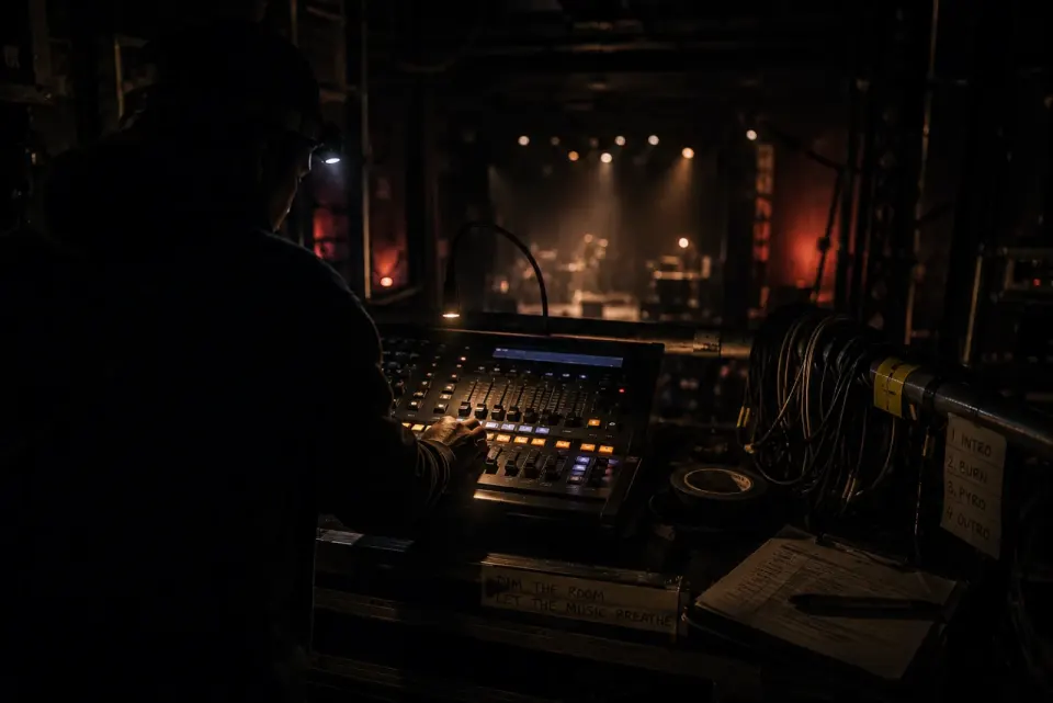 A sound desk in a live music venue